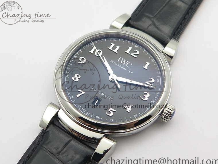 MIROTIME 0202 Tailored Da Vinci IW356601 SS MKF 1:1 Best Edition Black Dial On Black Leather Strap A 7231